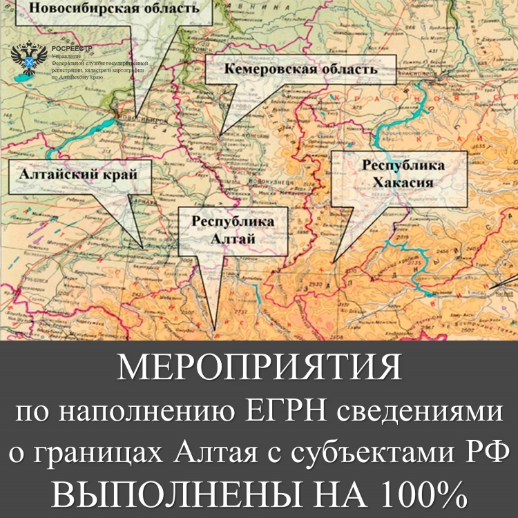 В 2022 году внесены в ЕГРН сведения о границах  всех смежных с Алтайским краем субъектов Российской Федерации